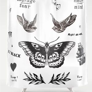 Harry Styles Tattoo Shower Curtain with two matching bath mats. Used once.